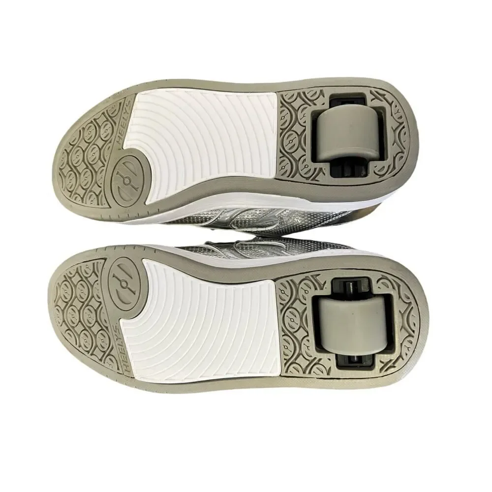 Heelys Silver Kids Premium 1 Lo Lace-up Padded Skate Roller Shoes Size Youth 5